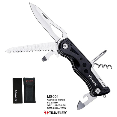 туристический нож traveler 11см ms-001 black/blue/red, оптом, купить