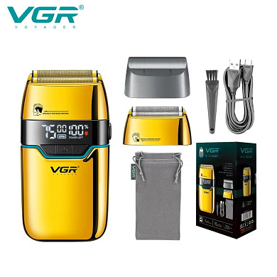 электробритва vgr v-350 gold шейвер, двойное лезвие,  2 насадки, led display, оптом, купить