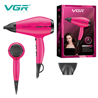 фен профессиональный vgr v-457 pink, 2 скорости, 3 температурных режима, 2400 вт, оптом, купить