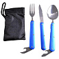 Туристический набор 3 в 1 ложка, вилка, нож K-8003 Black/Blue/Red/Grey