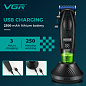 Аккумуляторная машинка для стрижки (clipper) VGR V-887C BLACK, 6 насадок, 9000RPM