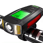 Велофара с компьютером, сигналом и сигнализацией AS0808-XPG+2LED(yellow)+2COB(red), выносная кнопка, Waterproof, аккум., ЗУ microUSB