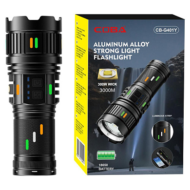 фонарь night vision fluorescence cb-g401y-30w, power bank, индикация заряда, 4x18650, зу type-c, zoom, box, оптом, купить