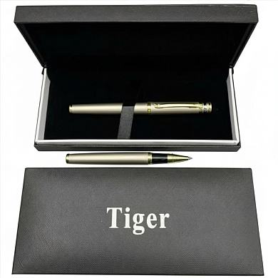 подарочная ручка роллерная tiger в футляре (золотисто-серебристая) 515, оптом, купить