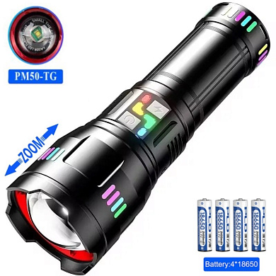 фонарь night vision fluorescence kezu g01/ak177d1-white laser led pm60-tg, 4х18650, power bank, зу type-c, zoom, оптом, купить