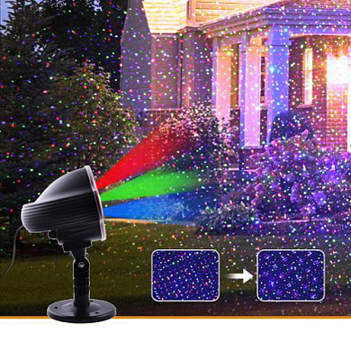 светодиодный лазерный проектор star shower 3-color  809-3-х цветный, дом+улица, 2 кронштейна, waterproof, оптом, купить