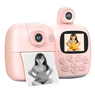 детский фотоаппарат мгновенной печати  a19, pink с поддержкой microsd card, 3y+, оптом, купить