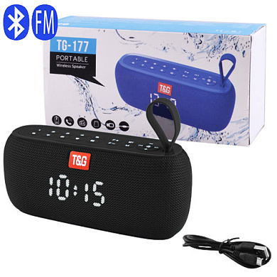 bluetooth-колонка tg177, speakerphone, радио, powerbank, часы, black, оптом, купить
