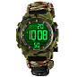 Часы наручные 1845NCMGN SKMEI PARACORD, ARMY GREEN CAMOUFLAGE, Compass, термометр, свисток, кресало