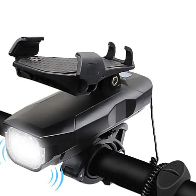 велофонарь с сигналом и держателем телефона bg-1951/hj-068, 500lm, power bank, li-ion аккумулятор, зу type-c, оптом, купить