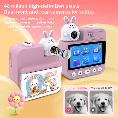 детский фотоаппарат мгновенной печати jd30, pink rabbit, оптом, купить