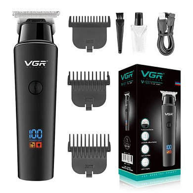 машинка (триммер) для стрижки волос vgr v-937, professional, 3 насадки, strong battery, led display, оптом, купить