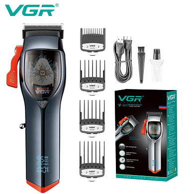аккумуляторная машинка для стрижки (clipper) vgr v-647, 4 насадки, led display, оптом, купить