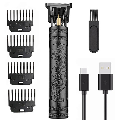 машинка (триммер) для стрижки волос и бороды t9-2 black, li-ion аккум., 4 насадки (1.5, 2, 3, 4 мм), оптом, купить