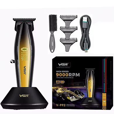 триммер vgr v-992 gold, 9000 rpm, 2000 mah, 3 насадки, led display, оптом, купить