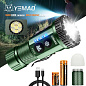 Тактический фонарь YEMAO YM-F337X, 3500LM, аккумуляторы 18650 + 18350 (3200 + 1500 mAh), боковые светодиоды (красный, синий, зеленый и ультрафиолетовый)