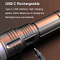 Фонарь PLD-008 WHITE LASER LED PM10-TG, Li-Ion аккум., power bank, индикация заряда, ЗУ Type-C, zoom, Box