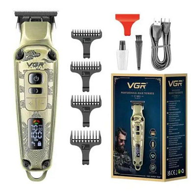 машинка (триммер) для стрижки волос vgr v-901, professional, 4 насадки, led display, оптом, купить