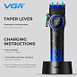 Аккумуляторная машинка для стрижки (clipper) VGR V-001 BLUE, 10 насадок, 9000 RPM, 4600 mAh, LED light, LED display
