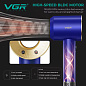 Фен профессиональный VGR V-445 BLUE, 3 уровня обдува, 4 уровня температуры, 1600 Вт, 110000 RPM