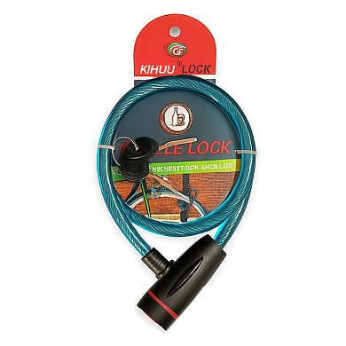 замок велосипедный kihuu lock 187, 15*65 тросовый, 2 ключа, оптом, купить