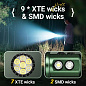 Тактический фонарь YEMAO YM-F337X, 3500LM, аккумуляторы 18650 + 18350 (3200 + 1500 mAh), боковые светодиоды (красный, синий, зеленый и ультрафиолетовый)