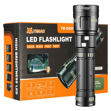 фонарь yemao ym-g600 tg 60w, 4x181350, power bank, зу type-c, zoom, кейс, оптом, купить