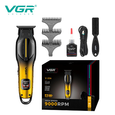 триммер vgr v-226 gold, 9000 rpm, 3 насадки, led display, оптом, купить