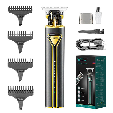 триммер vgr v-009 gold, turbo-режим, 4 насадки, led подсветка, оптом, купить