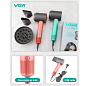 Фен профессиональный VGR V-440 GREEN, 3 уровня обдува, 3 уровня температуры, 110000 RPM, 3 насадки