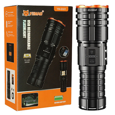 фонарь yemao ym-g521 tg 30w, 1x40700, power bank, зу type-c, zoom, функция лампы, оптом, купить