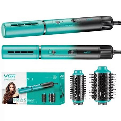 фен-стайлер vgr v-489 green 3 в 1, professional, 3 насадки, 1100-1300 вт, оптом, купить