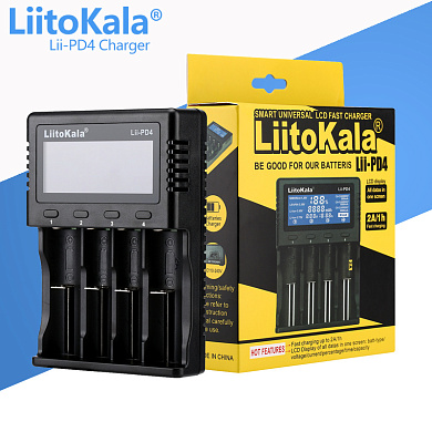 зарядное устройство liitokala lii-pd4, 4хаа/ ааа/ a/ 14500/ 16340/ 18350/ 18650/ 26650, lifepo4, nicd/nimh аккумуляторов, оптом, купить