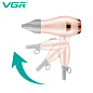 Фен складной VGR V-432 GREEN, 3 уровня обдува, низкий уровень шума, 1000 Вт