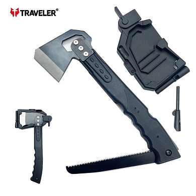 туристический набор traveler 3в1 тактический топор, пила, огниво ma-012, оптом, купить