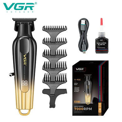 триммер vgr v-935 gold, 5 насадок, 7000 rpm, led display, оптом, купить