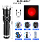 Фонарь PLD-1812-T6 (Red), 1x18650, индикация заряда, ЗУ Type-C, zoom, Box