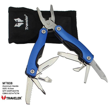 многофункциональный нож (мультитул) traveler mt-608 blue/black/grey 10,5см, оптом, купить