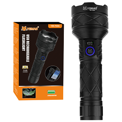 тактический фонарь yemao ym-705a, аккумулятор 32850, power bank, зу type-c, zoom, оптом, купить