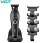 Триммер VGR V-880T BLACK, EXTERNAL ROTOR MOTOR, MIM BLADE, 4 насадки, док-станция